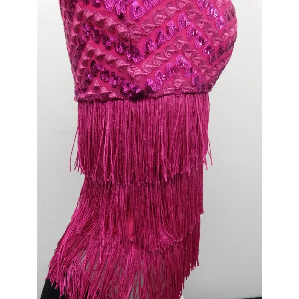 Pre-Owned Dance Top Curtain Call  Pink Jazz Sequin